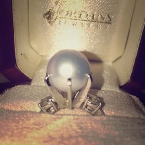 Pearl/Diamond Engagement Ring